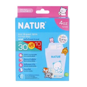 ถุงเก็บน้ำนม Natur ขนาด 4 OZ สำหรับเด็กแรกเกิด - 3 เดือน เนเจอร์ แพ็ค 30 ใบ เนเจอร์